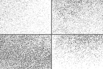 Black Grainy Texture Isolated On White Background. Dust Overlay. Dark Noise Granules. Digitally Generated Image. Set Vector Design Elements, Illustration, Eps 10.