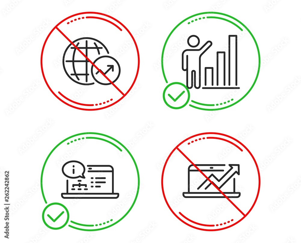 Poster do or stop. graph chart, online documentation and world statistics icons simple set. sales diagram s