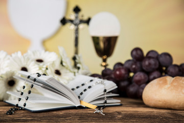 Holy Communion Bread, Wine for christianity religion