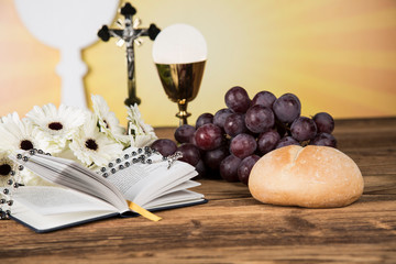 Holy Communion Bread, Wine for christianity religion