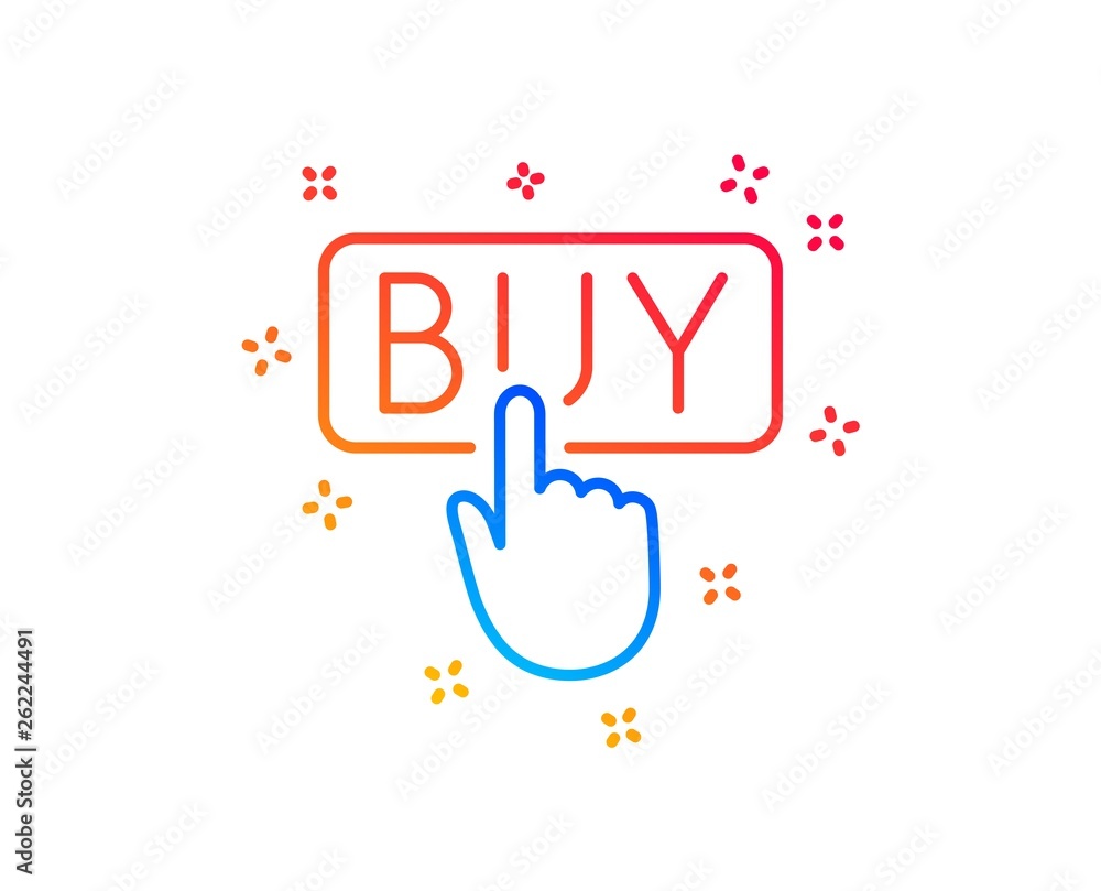 Poster click to buy line icon. online shopping sign. e-commerce processing symbol. gradient design elements