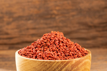 Organic achiote seeds - Bixa Orellana. Text space