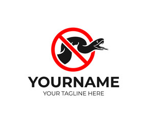 Warning and prohibition sign, venomous snakes, logo design or sign. Snake in aggressive pose, animal, reptile and predator in attack, vector design and illustration