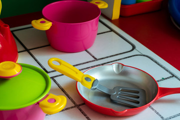 Children's frying pan and cooking spatula