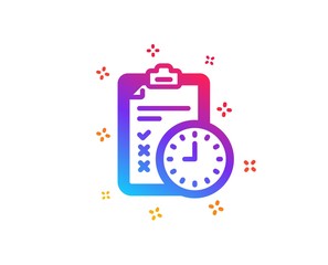 Exam time icon. Checklist sign. Dynamic shapes. Gradient design exam time icon. Classic style. Vector