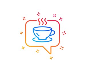 Hot coffee line icon. Tea drink sign. Cafe symbol. Gradient design elements. Linear coffee icon. Random shapes. Vector