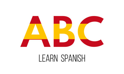 abc learn spanish, letters colored spain flag