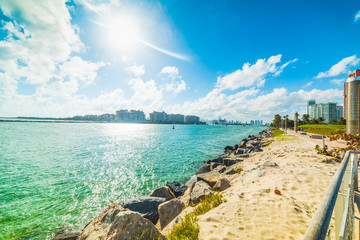 Miami Beach shore on a sunny day