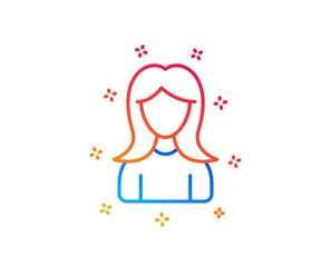 User line icon. Female Profile sign. Woman Person silhouette symbol. Gradient design elements. Linear woman icon. Random shapes. Vector