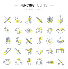 Set Vector Line Icons of Fencing.
