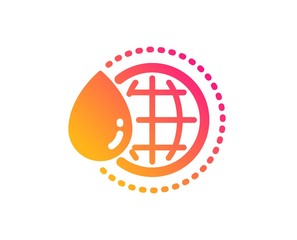 World water icon. Clean aqua drop sign. Liquid symbol. Classic flat style. Gradient world water icon. Vector