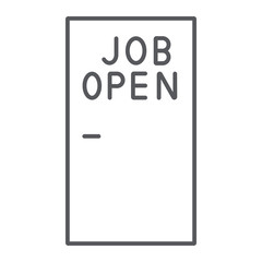 Job opening thin line icon, work and recruiting, job offer sign, vector graphics, a linear pattern on a white background.