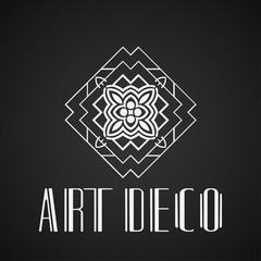 Beautiful emblem, badge for template logo in modern art deco style