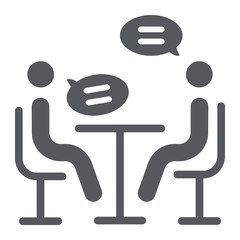 Interview glyph icon, conference and meeting, discussion sign, vector graphics, a solid pattern on a white background.