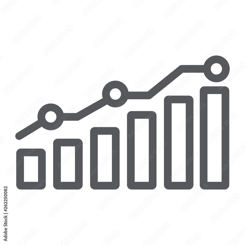 Poster diagram line icon, report and graph, growth chart sign, vector graphics, a linear pattern on a white