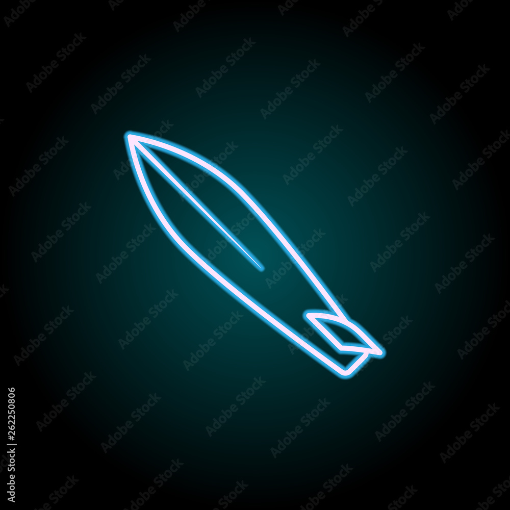 Poster surfboard neon icon. elements of camping set. simple icon for websites, web design, mobile app, info