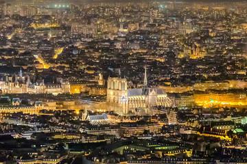 Notre dame de Paris at night, France