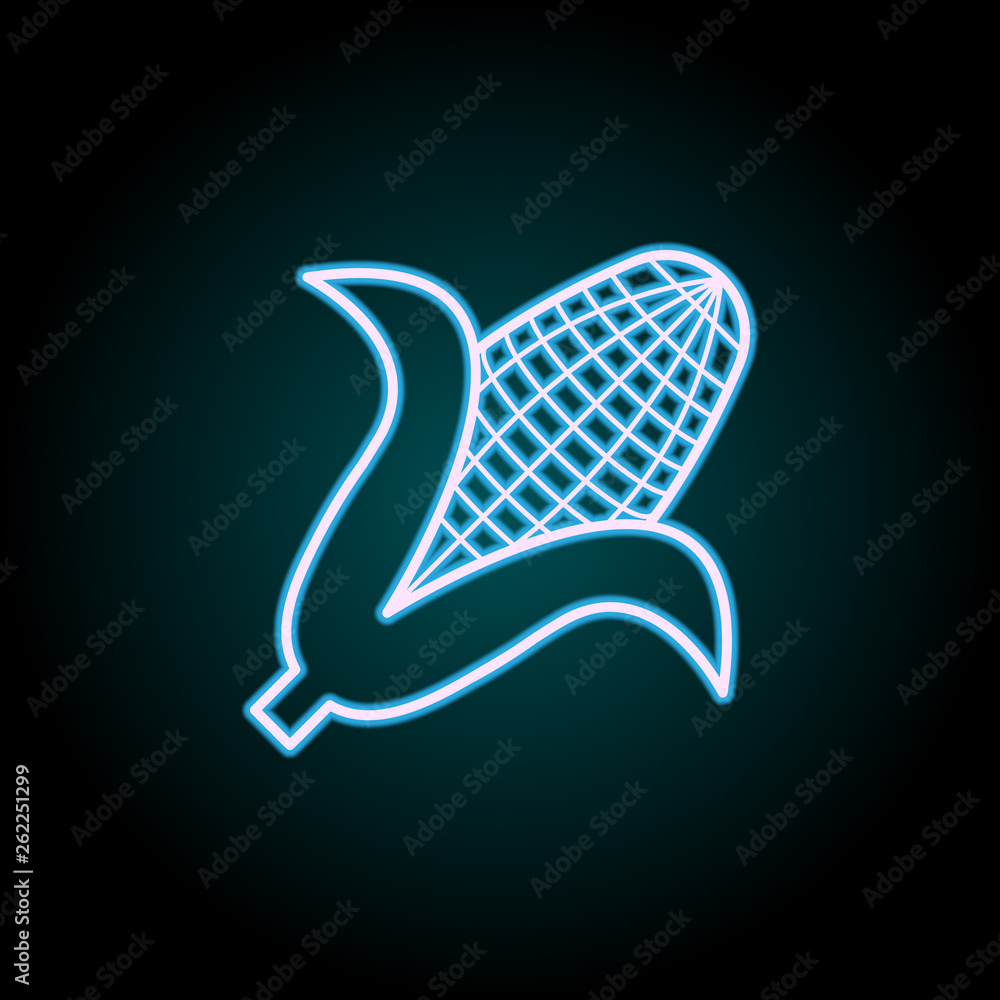 Poster corn neon icon. elements of camping set. simple icon for websites, web design, mobile app, info grap