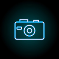 camera neon icon. Elements of Camping set. Simple icon for websites, web design, mobile app, info graphics