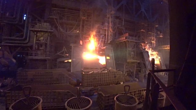 Steel Making In A Bof Converter at metallurgical plant.