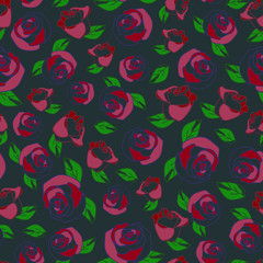 Naklejka premium Simple seamless beautiful rose vector pattern