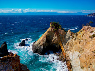 【伊豆半島ジオパーク】西伊豆黄金崎の風景【春】