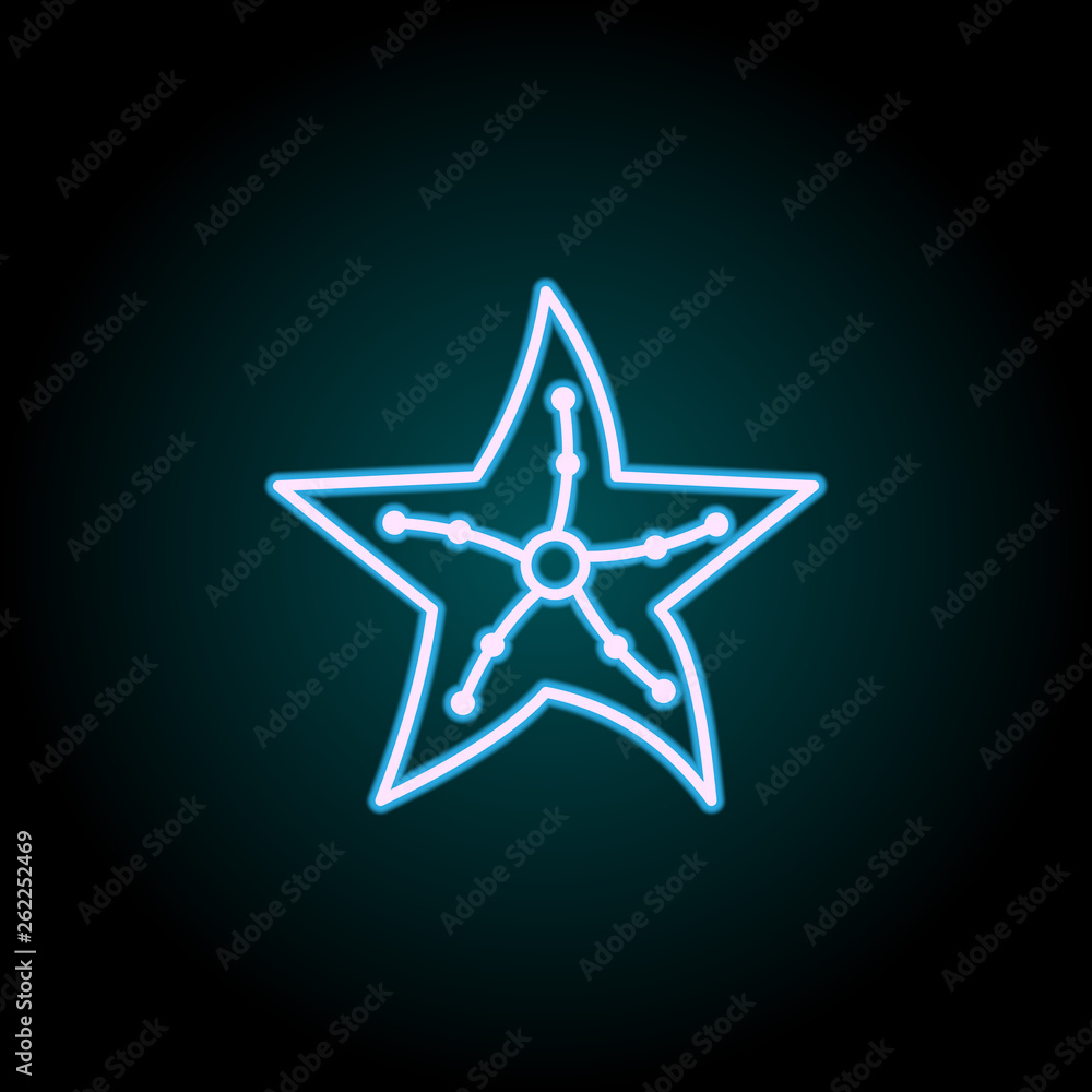 Poster underwater star neon icon. elements of camping set. simple icon for websites, web design, mobile app