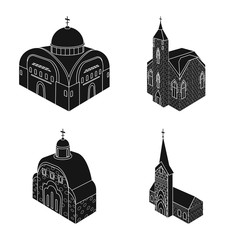 Vector design of parish and faith symbol. Set of parish and building stock symbol for web.