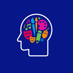 Creative mind head logo icon vector