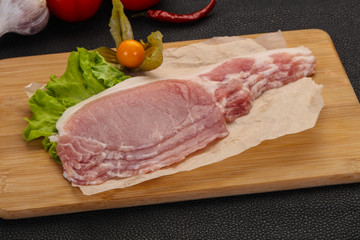 Raw pork bacon