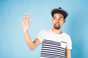 african american guy dressed in sailor uniform