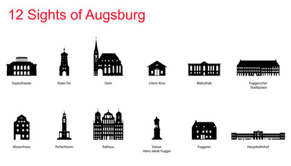 12 Sights of Augsburg - obrazy, fototapety, plakaty