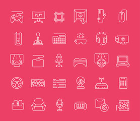 Set of Line Icons of Cybersport.