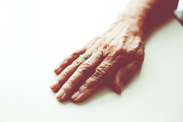 closeup hand of old woman. Closeup Skin old. Skin background texture