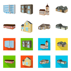 Vector design of facade and housing logo. Collection of facade and infrastructure stock vector illustration.