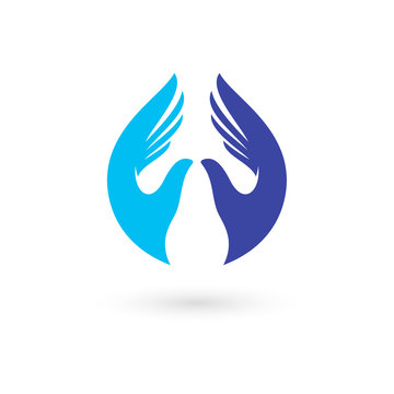 Caring, protecting hands vector icon on white background - Vector 