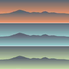 Mountain landscape vector horizon set