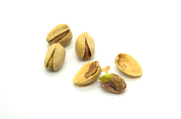 pistachios on a white background