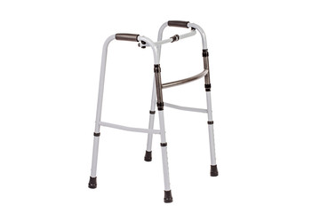 Medical walker for patient, elderly, assistive device isolated on a white background. Medical concept. - obrazy, fototapety, plakaty