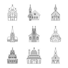 Vector design of architecture and faith logo. Collection of architecture and temple stock symbol for web.