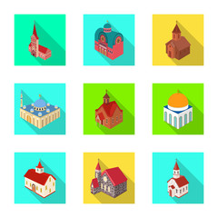 Fototapeta premium Vector illustration of temple and historic icon. Collection of temple and faith stock symbol for web.