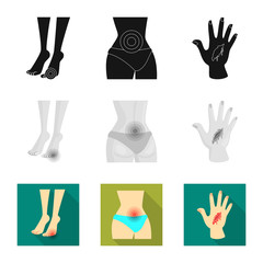 Vector illustration of hospital and rendering logo. Collection of hospital and help stock symbol for web.