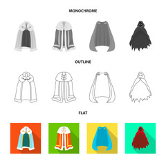 Vector illustration of material and clothing sign. Collection of material and garment stock symbol for web.