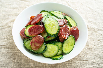 Cantonese cuisine, cucumber, fried sausage