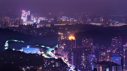 High view of Taiwan cityscape night light in Taipei 9