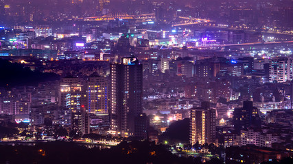 Fototapeta na wymiar High view of Taiwan cityscape night light in Taipei 10