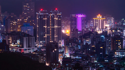 Fototapeta na wymiar High view of Taiwan cityscape night light in Taipei 8