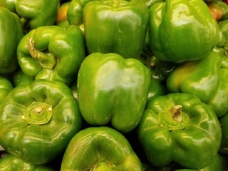 Green bell peppers, natural background