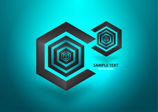 Abstract hexagon and cube. Corporate geometric business logo.