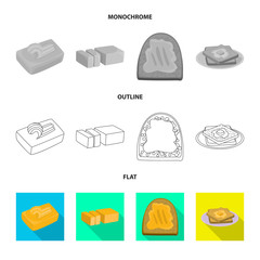 Vector design of creamy and product logo. Set of creamy and farm stock symbol for web.